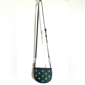 FLYNN // half moon emerald forest green small leather crossbody handbag purse